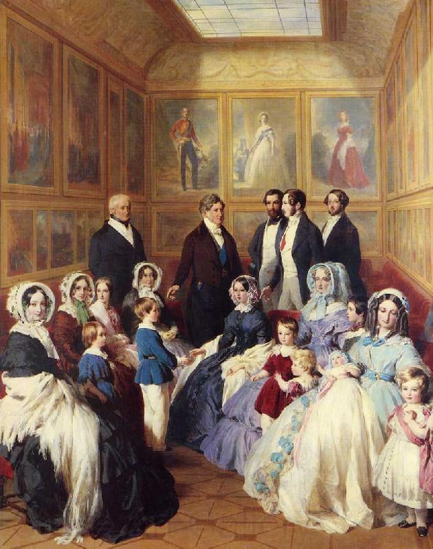 Franz Xaver Winterhalter Queen Victoria and Prince Albert with the Family of King Louis Philippe at the Chateau D'Eu